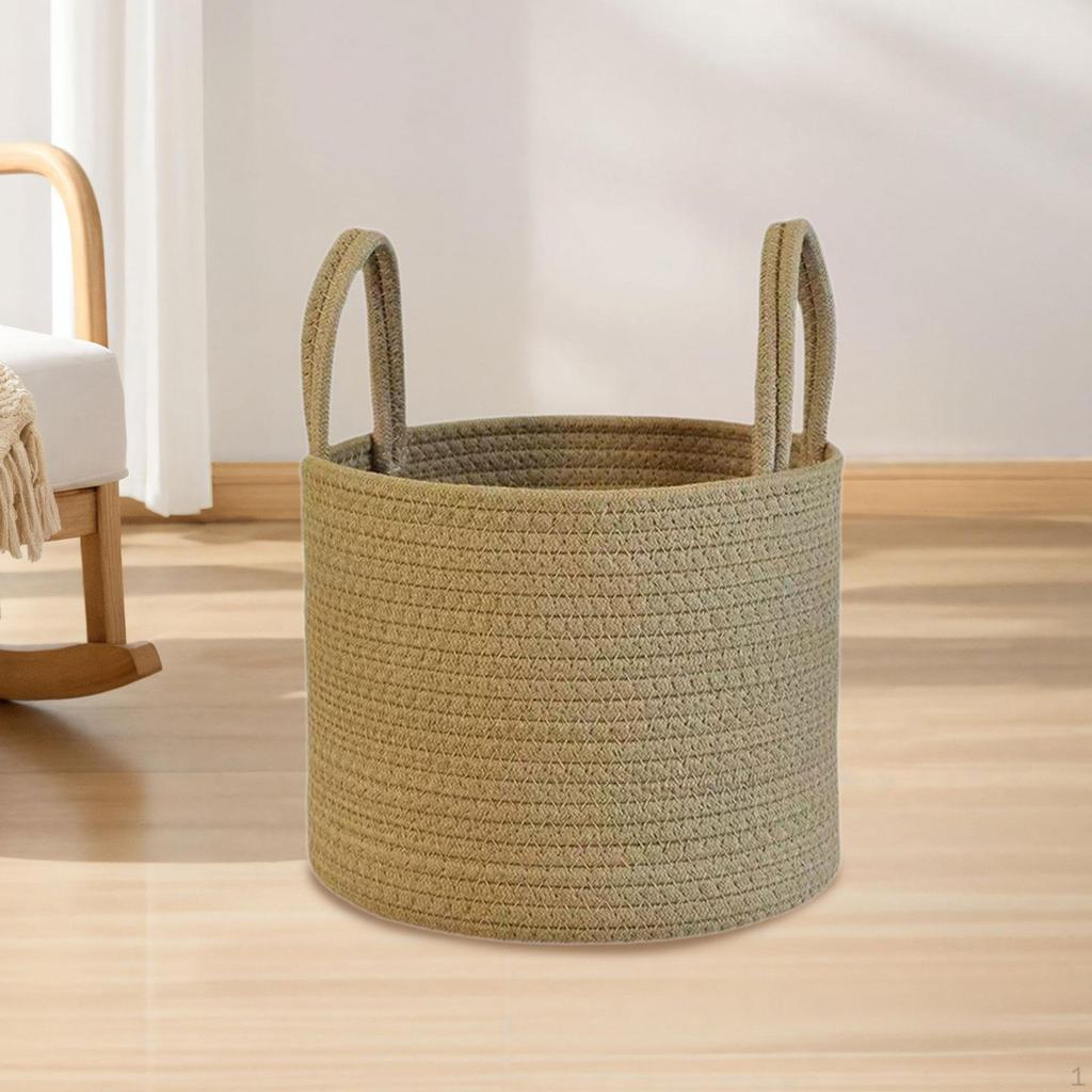 Large Round Utility Basket with Handles, Ideal for Laundry In Living