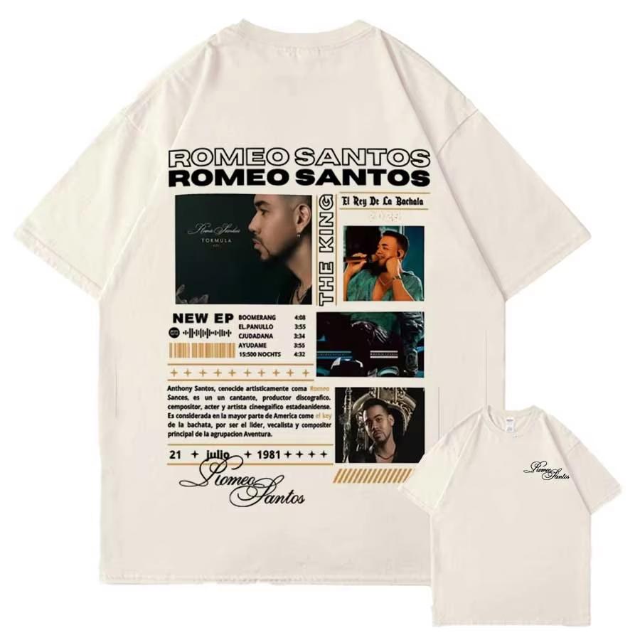 Футболка для мужчин и женщин с изображением рэпера Romeo Santos The King Tormula Tour, хип-хоп уличная одежда, оверсайз топы, хлопковая футболка RS1 4XL