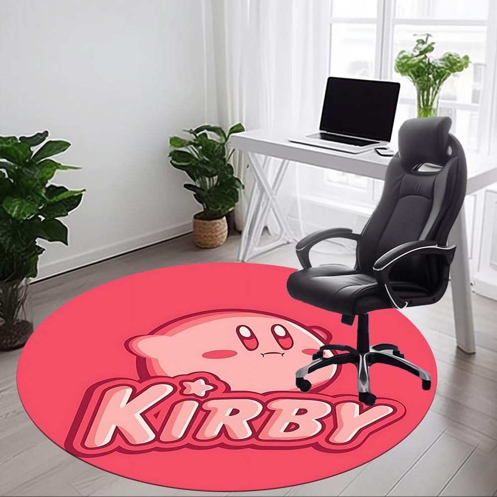 1pc Kirby Character Office Round Area Rug, Indoor Mat Suitable For Office,Bedroom Living Room Home Decor, Room Deco a0926082
