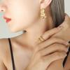Gold Plated Jewelry Earrings Women 18k Gold Plated Stainless Steel Geometric Fold Texture Huggie Earrings