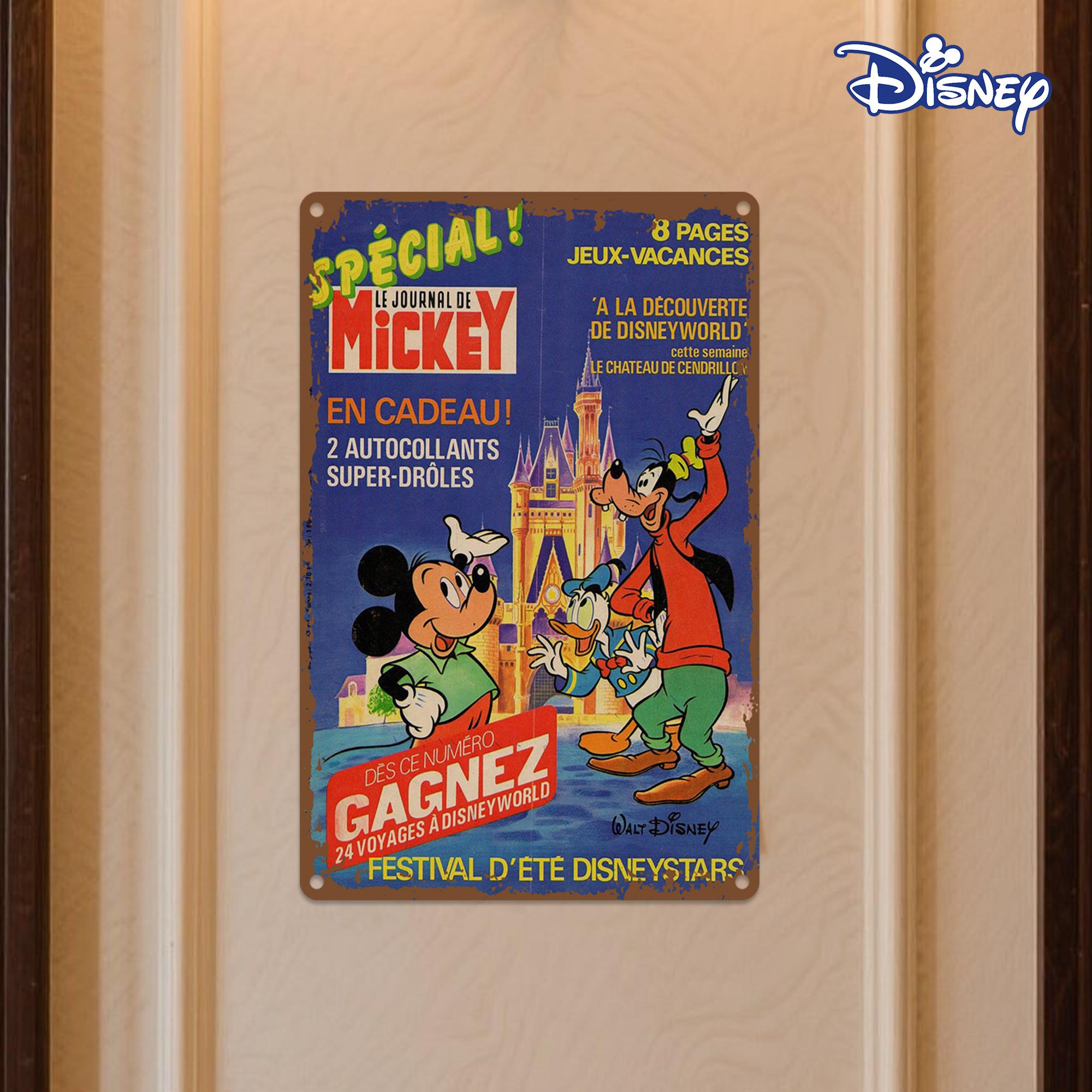 

1 шт. Винтажная металлическая жестяная табличка Disney - Микки и друзья в Диснейленде Париж Ретро Настенное искусство, 20,32x30,48 см Железная декоративная табличка f 20x30cm（7.8x11.8inch）