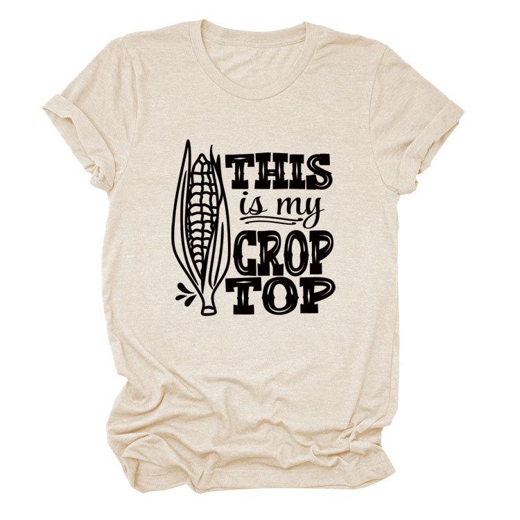 Summer THIS IS MY CROP TOP Printed Short Sleeve Crew Neck T-Shirt S