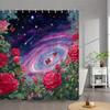 Galaxy Roses Waterproof Mildew-Resistant Shower Curtain - Cosmic Floral Design for a Dreamy Bathroom Décor Experience