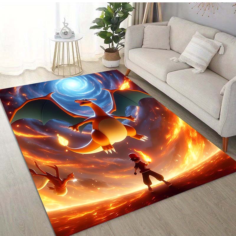 1PC Pokémon Charizard Dracaufeu Pikachu Printing Carpet for Living Room Bedroom Kid's Room Home Decor Area Rug Non-slip Mat