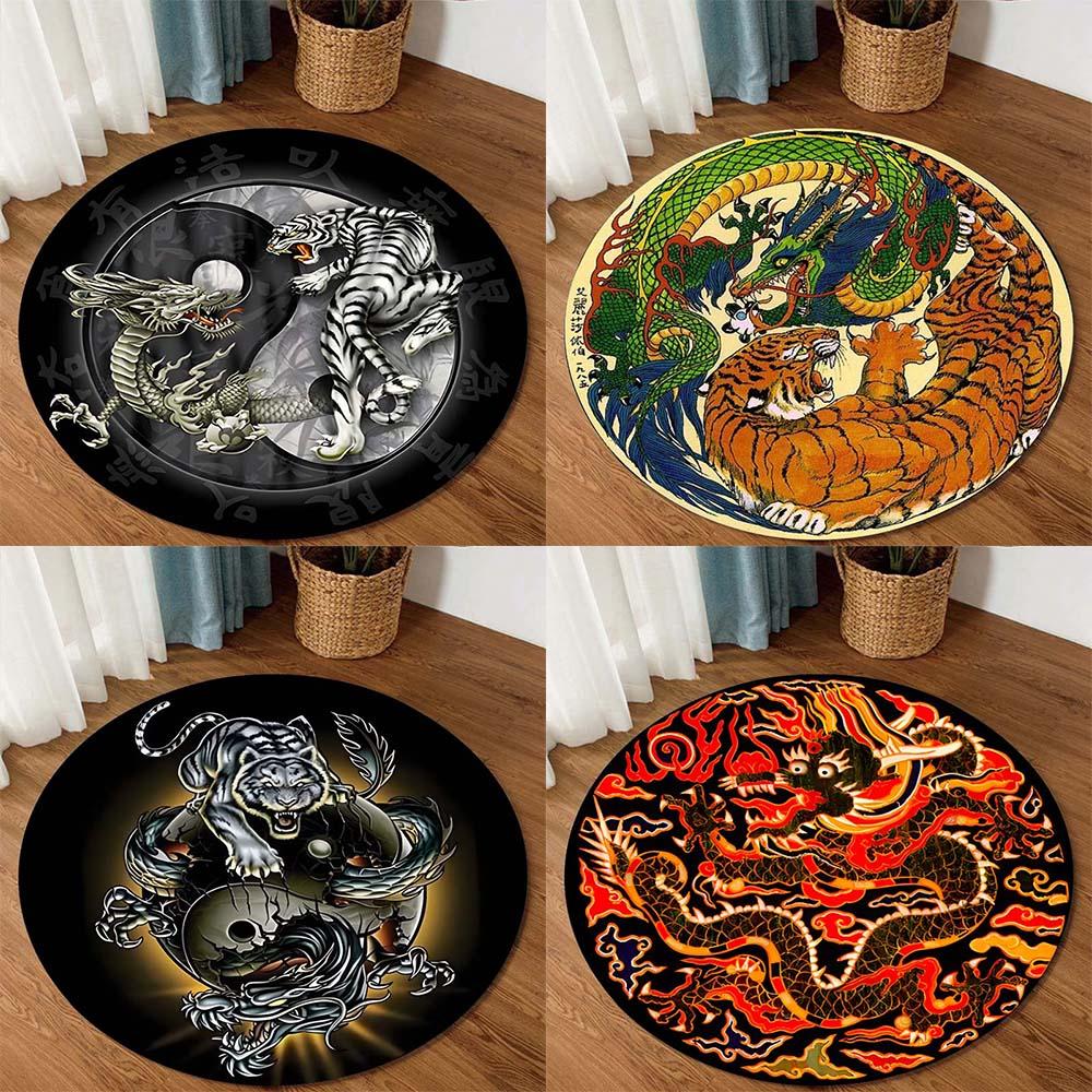 

Подушка на стул, нескользящий домашний декор, круглый ковер с драконом, древнее животное, китайский дракон, ковер для гостиной, спальни