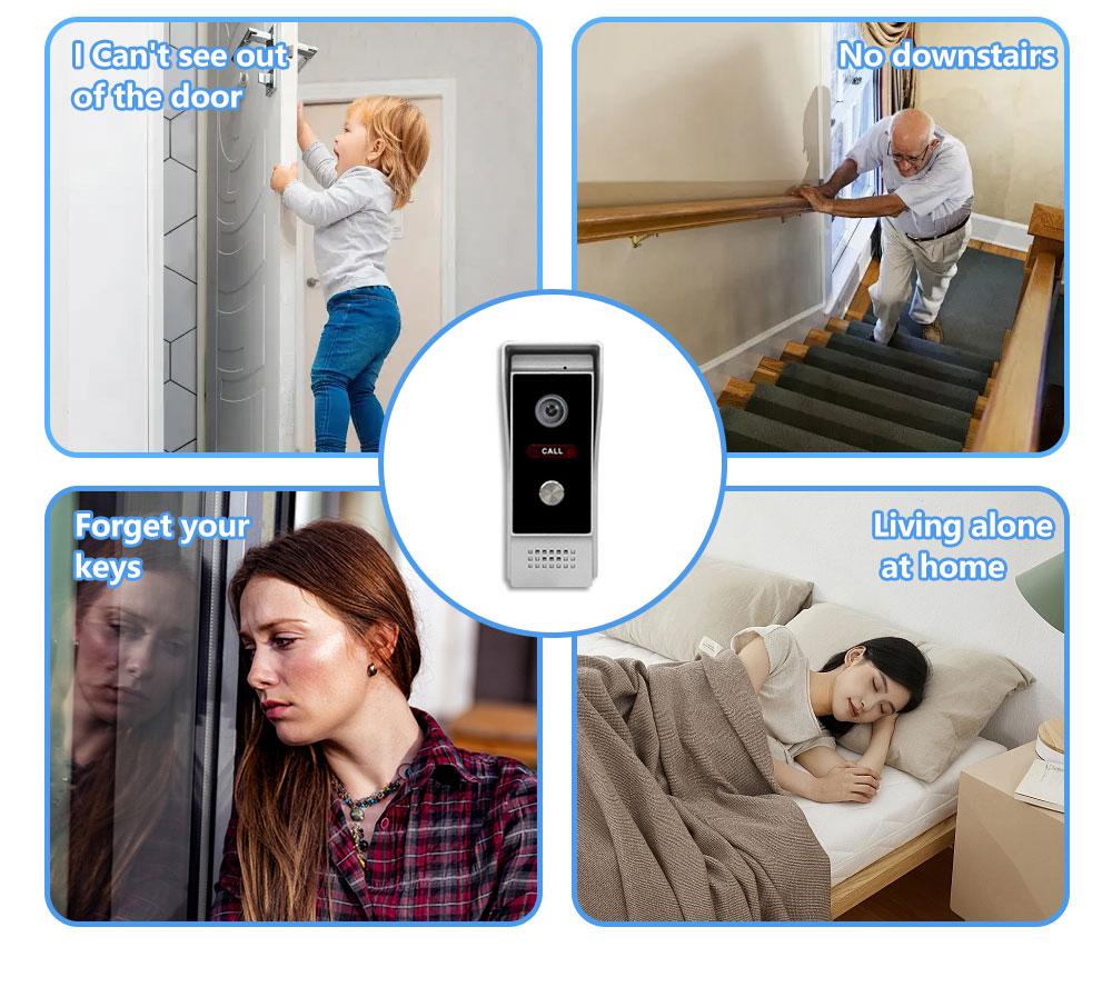 VIDEW 4 Wired Video Intercom System RFID Unlock Camera Doorbell with 7 Inch Screen Night Vision Home Door Bell for Villa