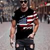 Men's Short Sleeve T-Shirt with American Flag Print, Casual Streetwear