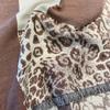 Fashionable and elegant leopard print patchwork light coffee scarf, printed long non elastic soft fabric winter neck scarf shawl