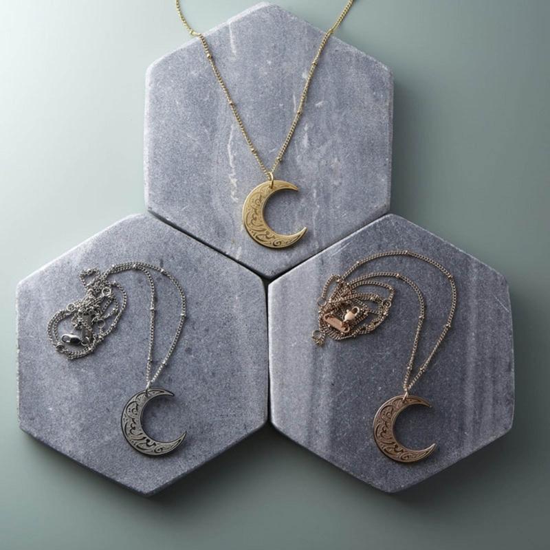 Ayatul Kursi Crescent Necklace Arabic Gold Silver Color Religion Jewelry Prayer Moon Pendant Necklaces Neck Jewelry