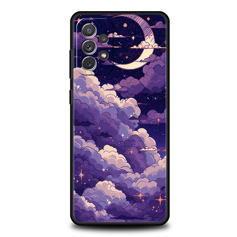 Moon Cloud Comic Style Case for Samsung A57 A37 A51 A71 A21S A17 A11 A15 A25 A41 A23 A33 A53 A73 A07 A05S A13 A35 A55 5G Cover