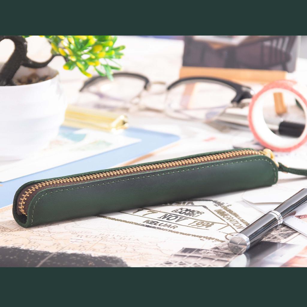 2026 Retro Simple Cowhide Apple Stylus Protective Pen Cover Storage Bag Portable Leather Mini Pencil Case