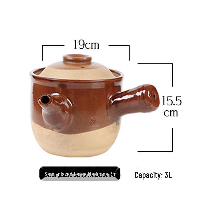 Traditioneller Steingut-Kräuterabkochkessel mit Deckel – Hochtemperaturbeständig, Offenflammenfest zur Gesundheitserhaltung