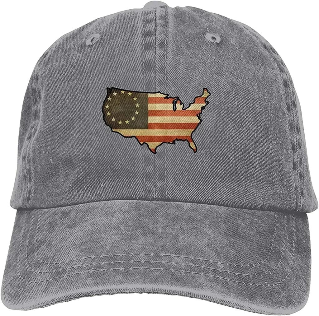US Map Betsy Ross Flag Unisex Fashion Dad Hat Cotton Adjustable Baseball Cap