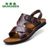 New 2025 summer men's sandals leather casual beach shoes men wear the first layer of cowhide cool slippers men's dual-use