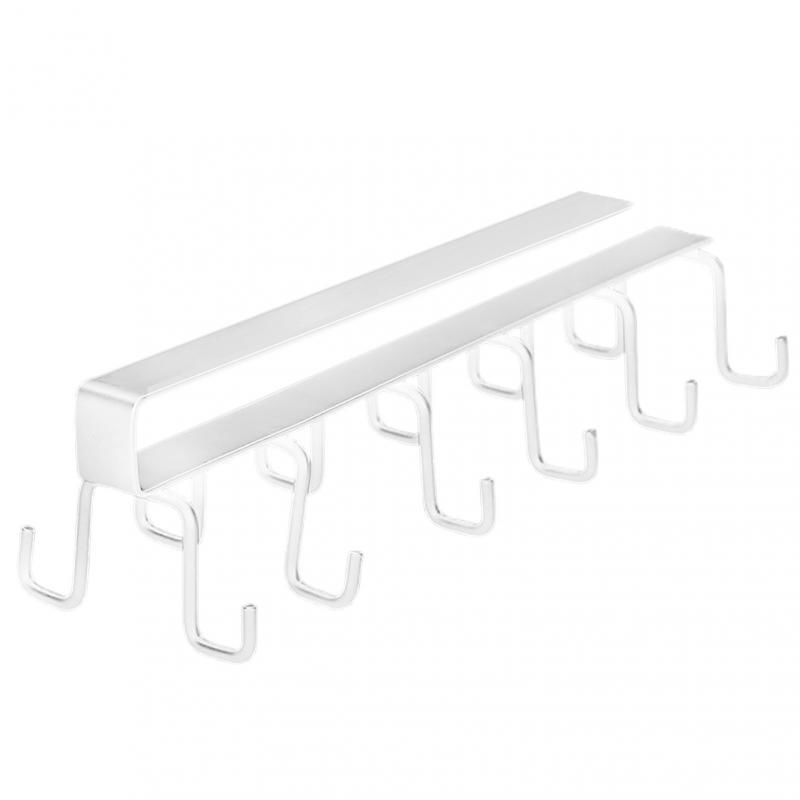Неперфорированный подвесной крючок для шкафа рамка для горшка лопата ящик для хранения чашек стеллаж для хранения утюга кухонный двухрядный крючок подвесная полка для чашек белый 1367₽