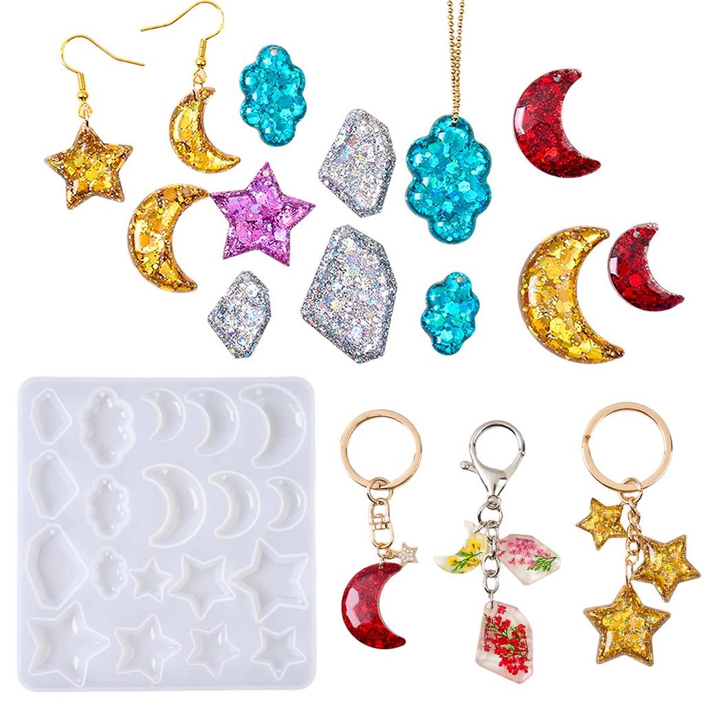 Earring Pendant Epoxy Silicone Mold DIY Star Moon Cloud Shape Keychain Necklace Charms Crafts Making UV Resin Jewelry Molds