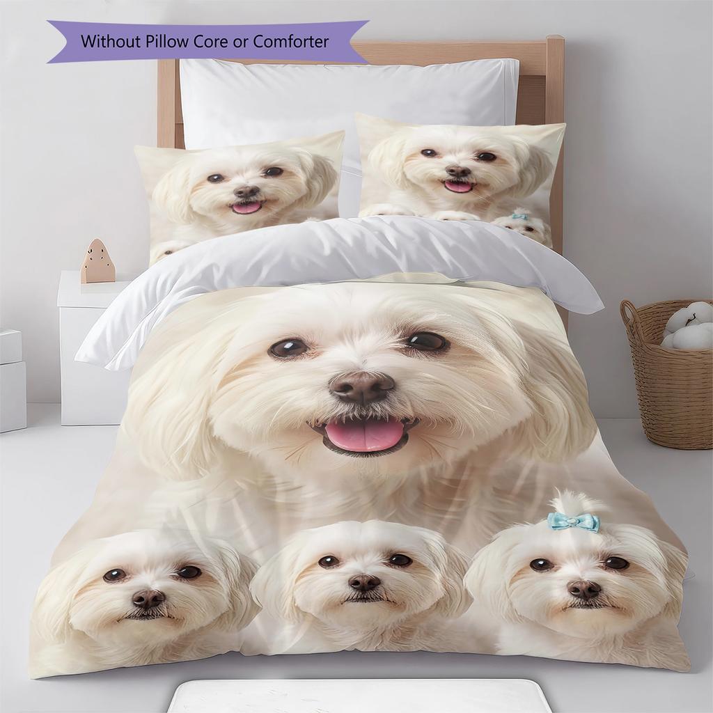 Poodle Marejus Dog Pattern Bedding Quilt Set Quilt Cover Pillowcase Home Decoration Gift (1 * duvet cover + 2 * pillowcase, without core)