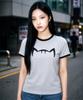Kikimimi Crop Ringer Kitty Big Logo T-Shirt (Melange)