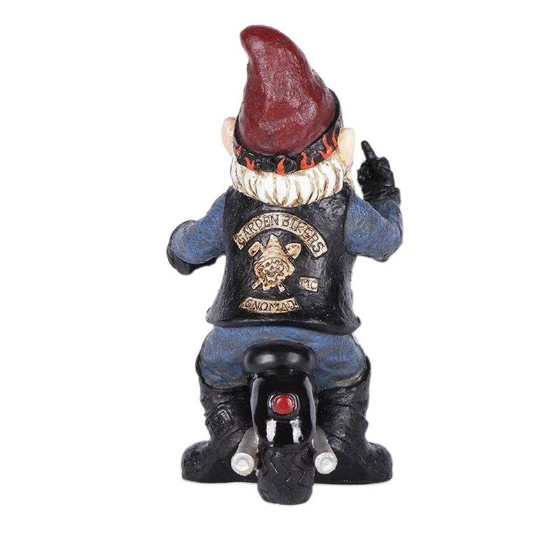 Outdoor Garden Gnome Ornament Dwarf Resin Stone Funny Elf Motorcycle Statue New