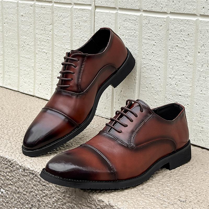 Men'S Classic Retro Oxfords Shoes Lace-Up Mens Business Dress Office Leather Shoes Men Fashion Wedding Party Flats New Arrive