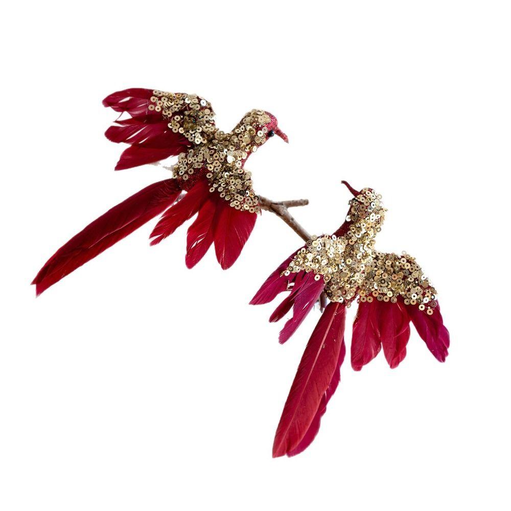 Realistic Glitter Christmas Bird Ornaments Glitter Simulate Simulation Bird Decor Feather Handmade Christmas Tree Decoration