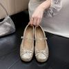 Fashion French Mary Jane Shoes Women's Summer 2025 New with Skirt Bow Flat Strap Single Shoes
