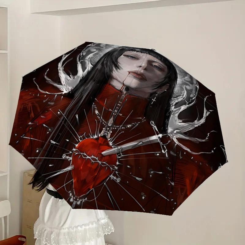 1pc Heart Crown Lady Gaga Automatic Folding Umbrella, Portable Collapsible Design, Casual Outdoor Accessory L1202036