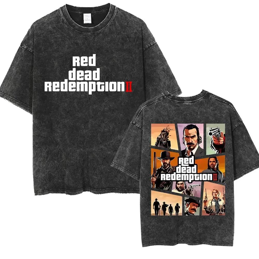 2026 T-shirt a maniche corte con scollo rotondo Y2k Unisex Nuova Top Magliette T-shirt Giocatore Red Dead Redemption 2 Lavata Vintage