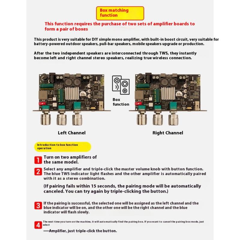 1001U Mono 100W Bt 5.3 Amplifier Board Module Supports App Aux Usb Flash Drive Usb Sound Card Tpa3116D2 Dc 9-24V