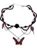 Dark Gothic Butterfly Flower Beaded Necklace Female High Sense Chocker Babes Sweet Cool Collarbone Chain Accessories