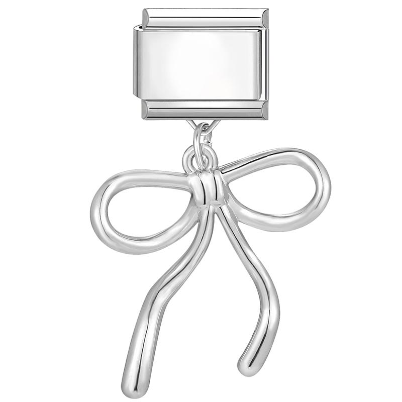New Bow Crown Butterfly Heart Key Cherry Pendant Italian Charm Link Stainless Steel Fit 9MM Bracelet Women Men DIY Making Gifts