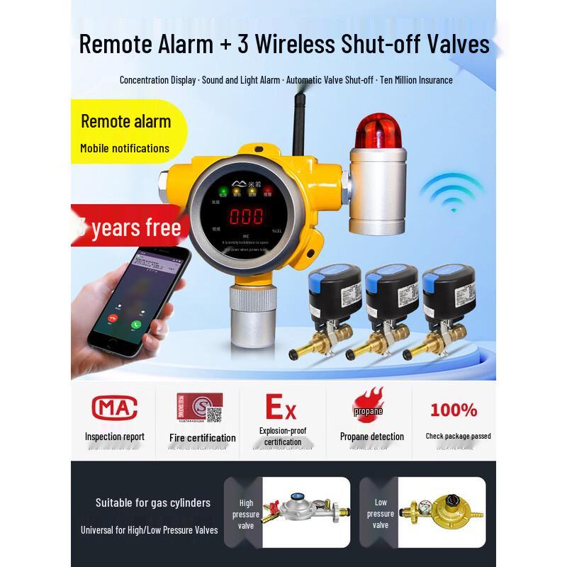 MDNG Wireless Gas Leak Alarm with Automatic Shut-off Valve CN plug (adapter included) NB Mobile Notification