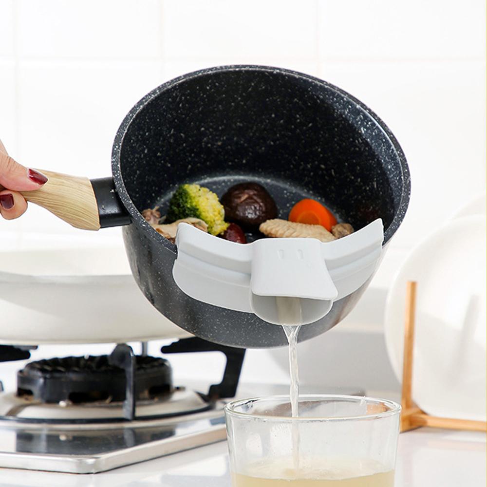 Round Pot Silicone Soup Guide Nozzle Long Square Household Splash Scald Prevention Portable Spout Easy Clean Cooking Tools