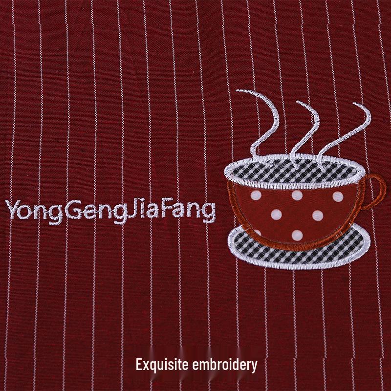 Moderní bavlněná kuchařská zástěra bez rukávů s výšivkou - Odolná proti oleji a skvrnám, Ochrana s dlouhým rukávem pro domácí použití