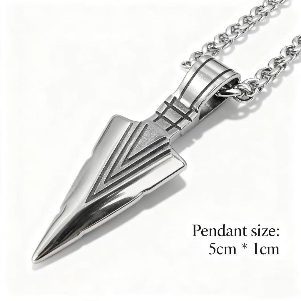 HNSP 316L Stainless Steel Viking Pendant Spear Necklace For Men Punk Style  Accessory