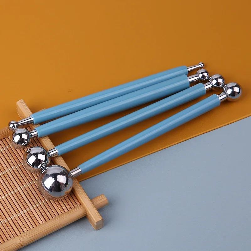 Embossing Pattern 4 Pcs Point Drill Creasing Pen With DIY Ball Styluses Tools Spiral Double Head Clay Sculpting Tools