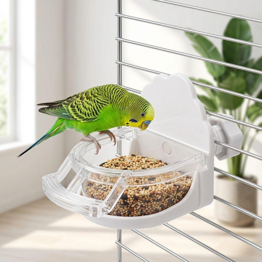 Transparent Cage Mount Bird Feeder Detachable Bird Feeding Water Box For Parakeet Lovebird