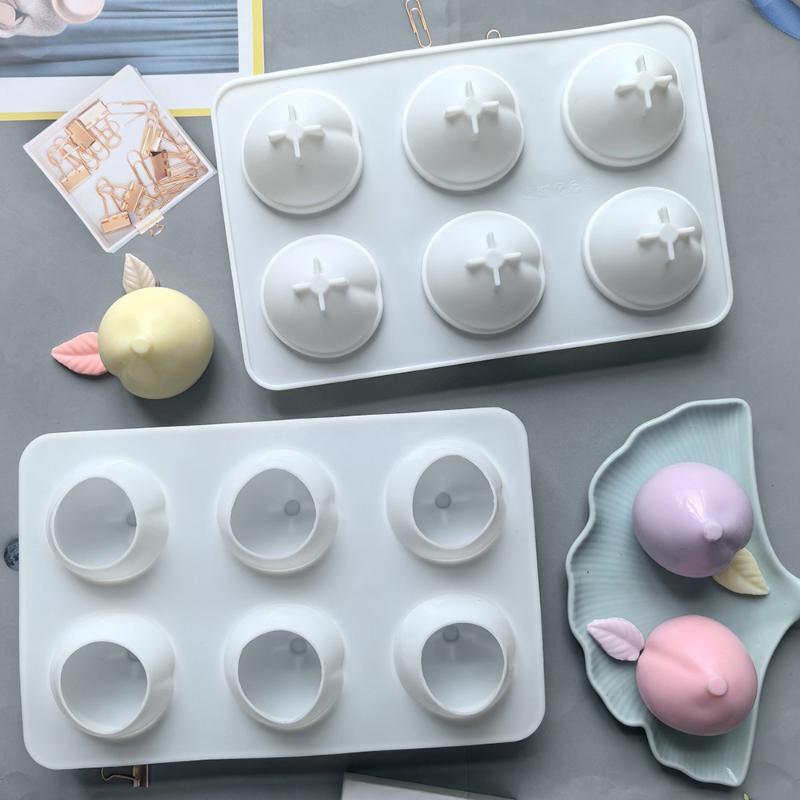 Peach Shaped Silicone Baking Mold 6 Cavity Non-Toxic BPA Free for DIY Chocolate Mousse Jelly Ice Cream Dessert Making 1pc