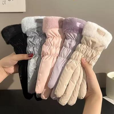 Winter Warm Thick Gloves Cute Little Bear Plush Wrist Waterproof Touch Screen Protector Warm Gloves Outdoor Skiing Equipment