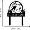 Metal Bird Memorial Garden Stake, Personalized Pet Grave Marker with Flowers for Yard