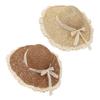 Breathable Straw Braided Sun Hat With Pineapple Lace Bowknot Wide Brims Beach Hat For Women Fashionable Outdoor Caps