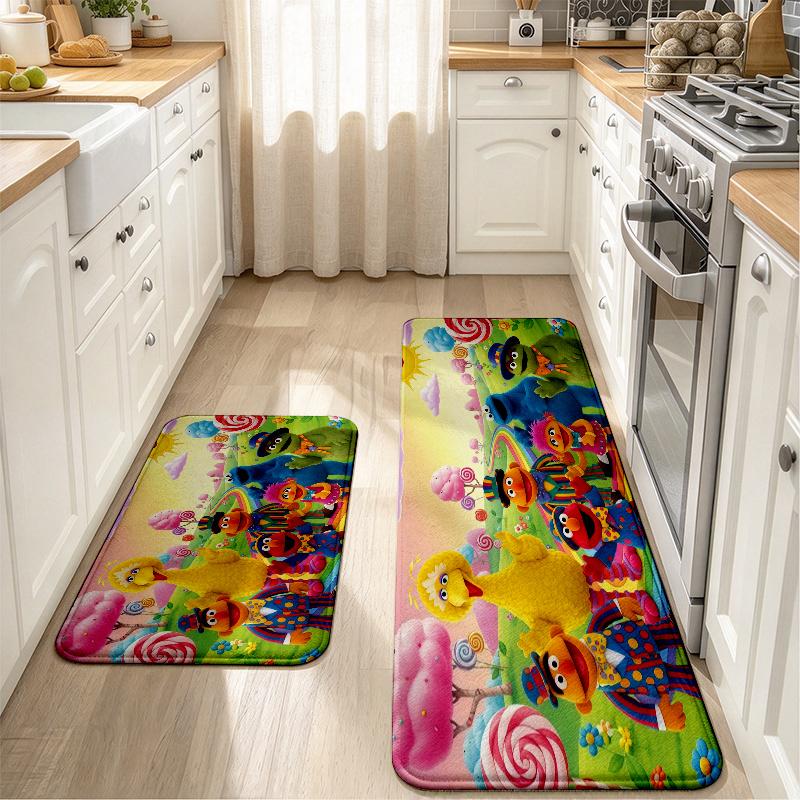 Sesame Street4 Flannel Kitchen Mat Christmas Soft Area Rug Non Slip Floor Carpet Home Decoration