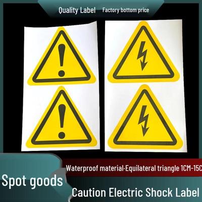 Electric Shock Warning Triangle Sticker: Lightning Bolt & Exclamation Mark, Waterproof & Self-Adhesive Safety Sign