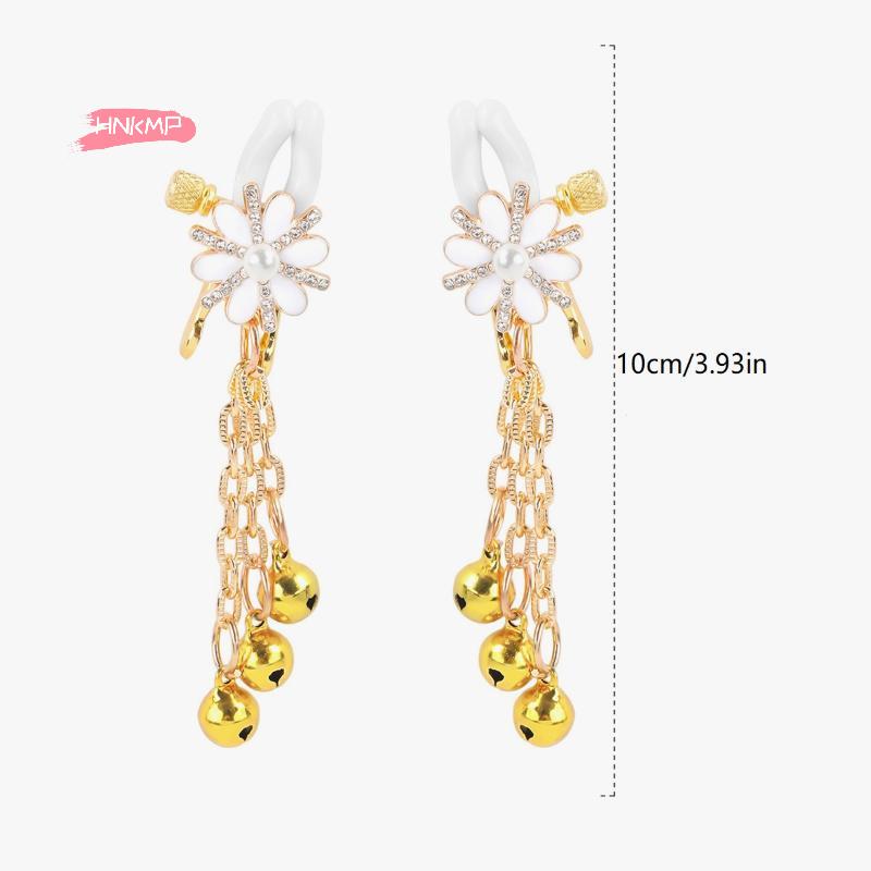 Adjustable Pearl Petals Nipple Clamps for Women Sexy Breast Stimulate Clips with Bells Adult Toy for Sexual Slaves And Kink Play