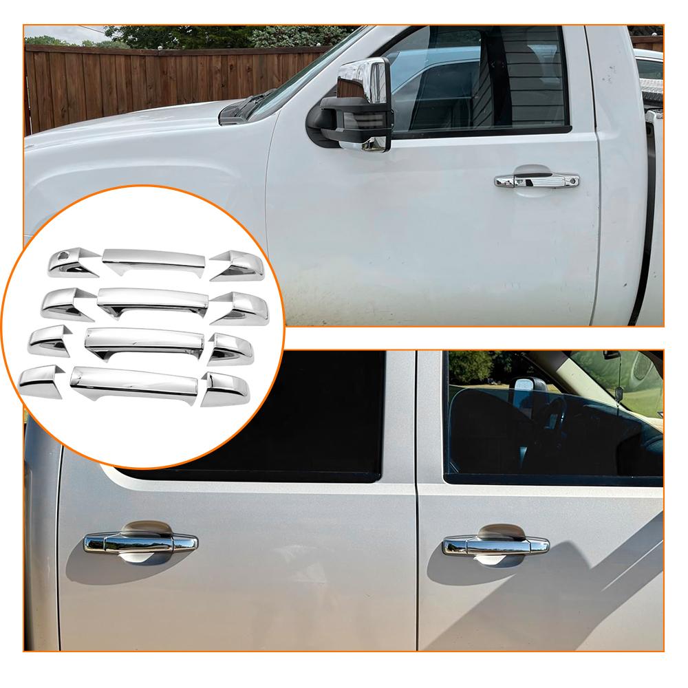4Pcs Exterior Door Handle Covers Trim Set Chrome Style for Chevrolet Chevy Silverado GMC Sierra 1500 2007-2013 Car Accessories