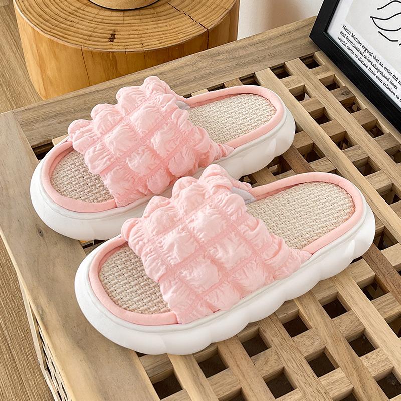 

2025 новые пушистые тапочки мягкие и милые сандалии льняные тапочки толстая подошва 40-41 [Recommended 39-40 wear]