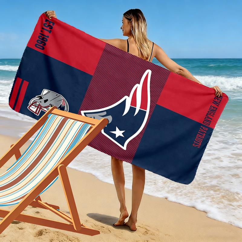 New England Patriots Logo Aufdruck Strandtuch, Großes Weiches Schnelltrocknendes Handtuch für Strand Camping Schwimmen