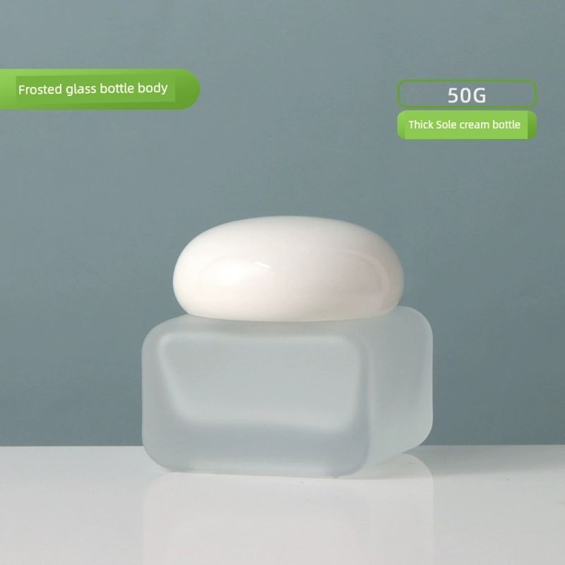 

Essence Frosted Cream Glass Bottle Cosmetic Packaging Material 50g Cream Jar - Sun God Frosted Jar with White Lid