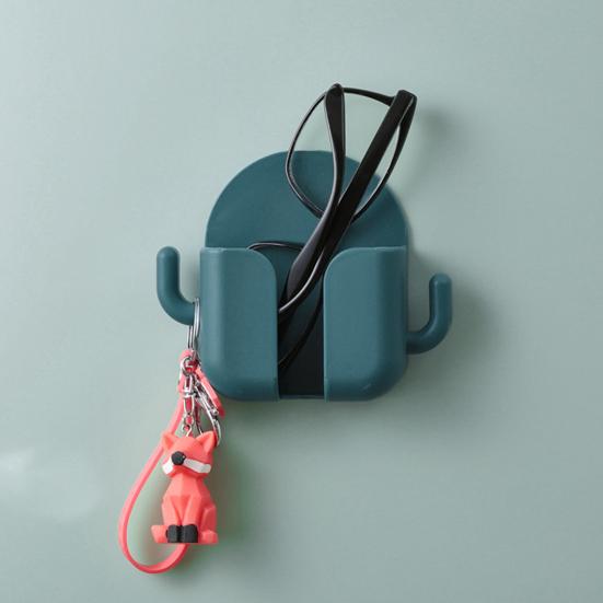 Soporte de pared para teléfono, autoadhesivo, sin perforaciones, antideslizante, carga, caja de almacenamiento multifunción con percha para sala de estar