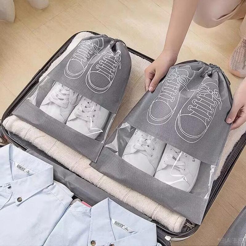 Non-woven Travel Shoes Storage Bags Portable Drawstring Closure Waterproof Bags Clothing Storage Pack Reusable Dustproof Bags